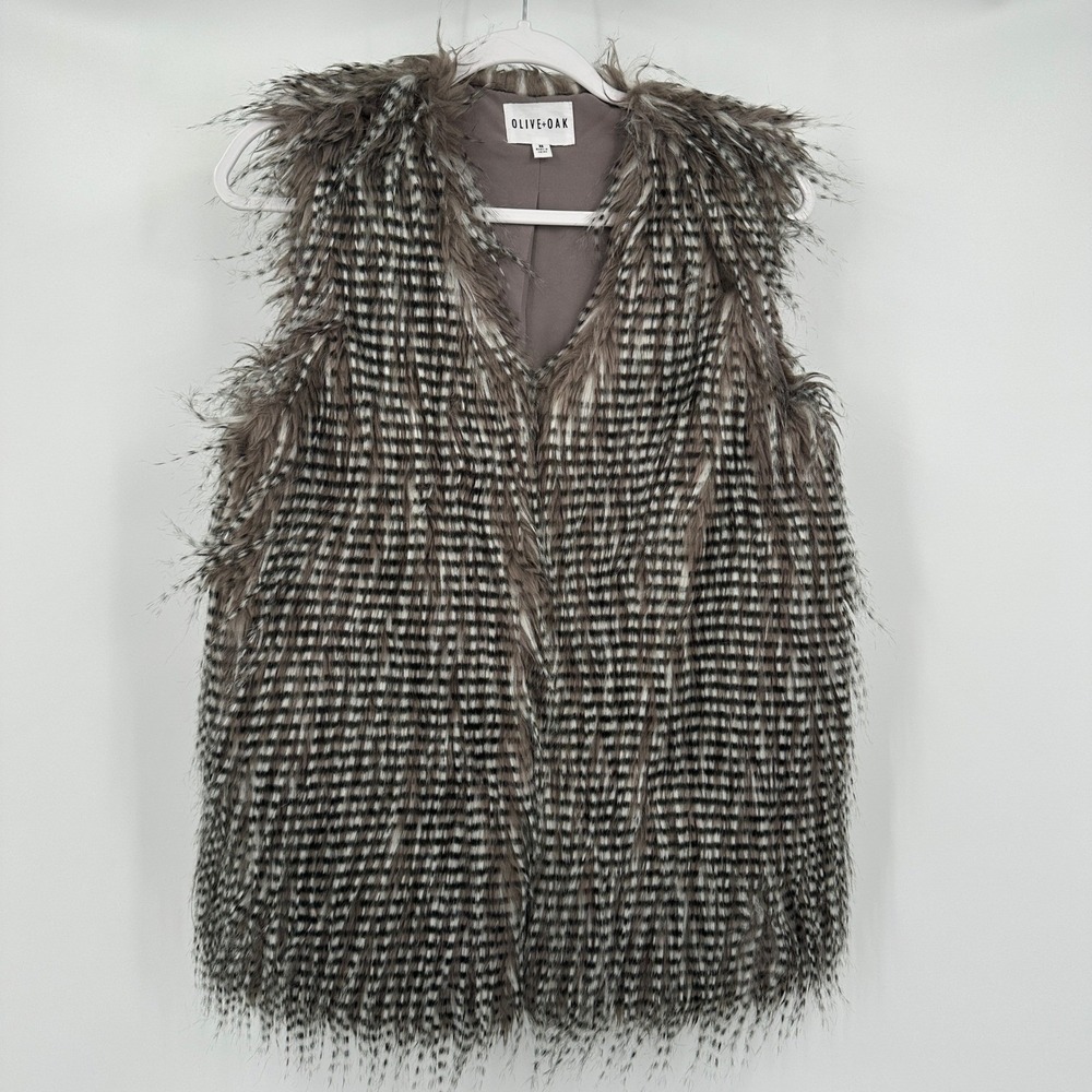Womens Boho Faux Fur Vest Sz XS Maximalist Shaggy Festival Hippie‎ Edgy Eclectic